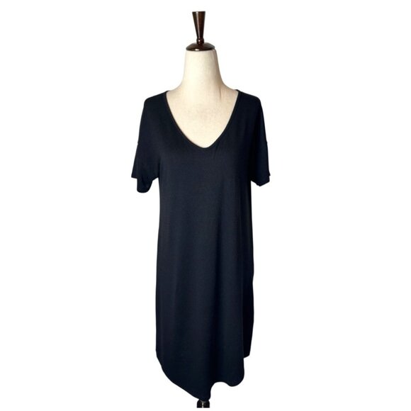 Rag & Bone Jean Dress Women Small Black Short Sleeve V Neck Tee Dress Mini Goth - Picture 2 of 10